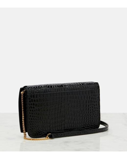 Borsa Porta Smartphone Cassandre Mini di Saint Laurent in Black