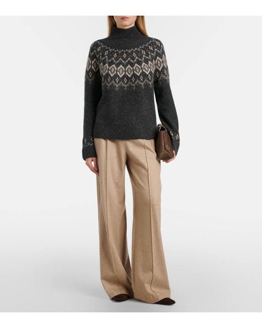Vince Natural Wool-Blend Wide-Leg Pants