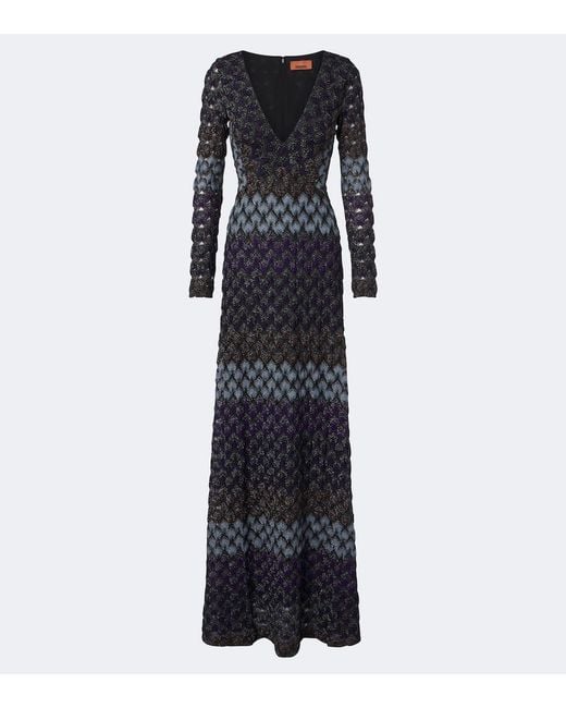 Missoni Blue Knitted Lame Gown