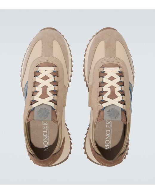 Moncler White Pacey2 Suede-Trimmed Sneakers for men