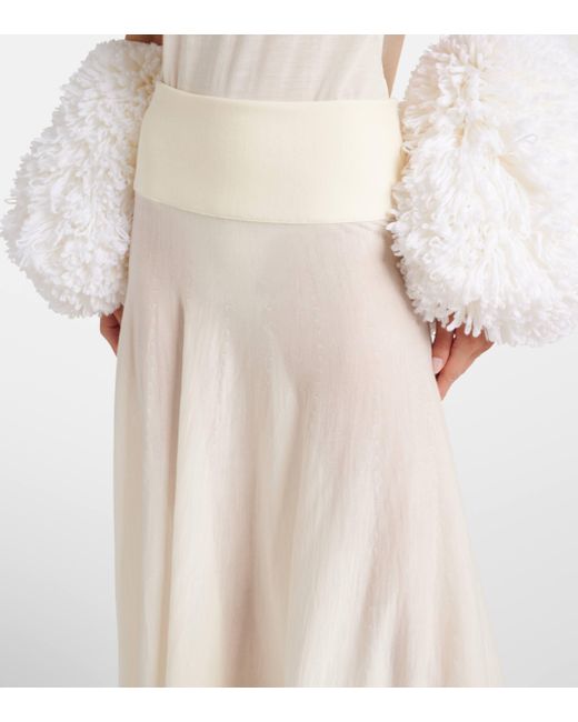 Alaïa White Low-Rise Virgin Wool Maxi Skirt