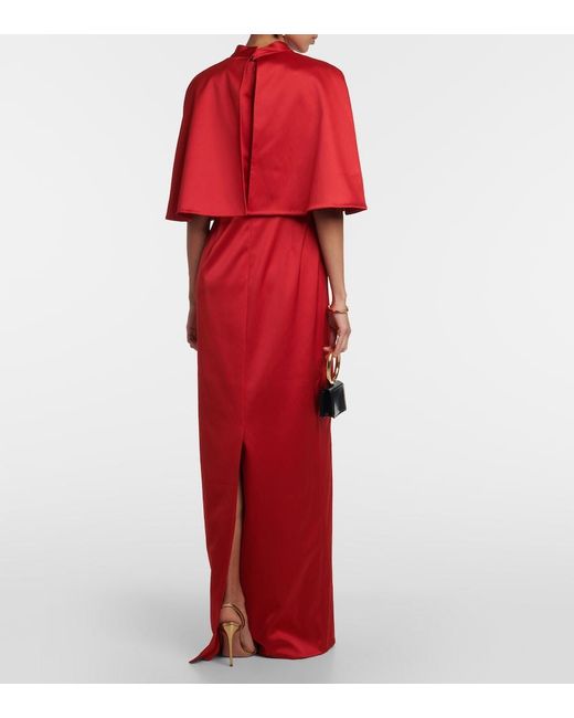Carolina Herrera Red Caped Satin Gown