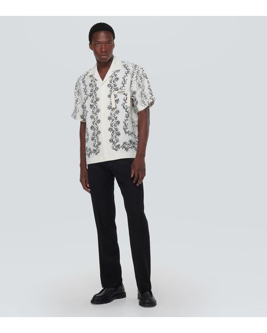 〓JACQUEMUS〓 白×黒floral print LINEN SHIRT