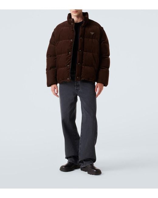 Prada Brown Convertible Cotton Corduroy Down Jacket for men