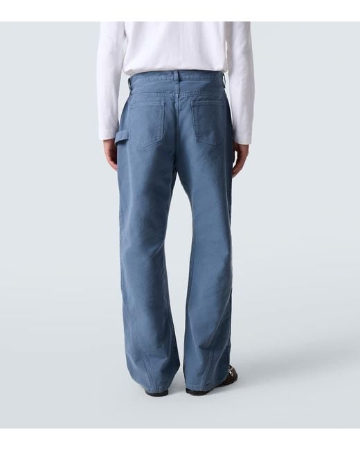 J.W. Anderson Blue Twisted Cotton Canvas Wide-Leg Pants for men