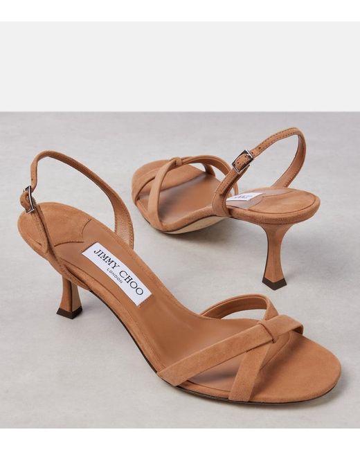 Jimmy Choo Brown Sandalen Elsy 70 Aus Veloursleder
