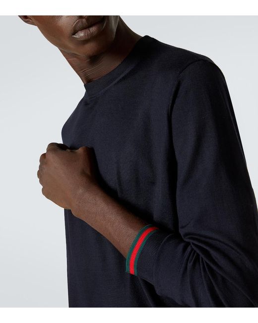 Gucci Blue Crewneck Regular-Fit Wool Jumper for men