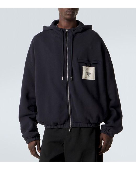 Jacquemus Black Torneo Cotton Fleece Zip-Up Hoodie for men
