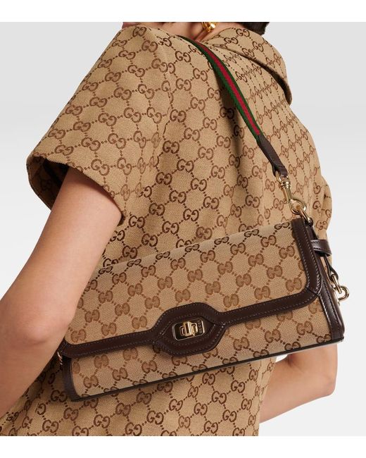 Gucci Brown Luce Small GG Canvas Shoulder Bag