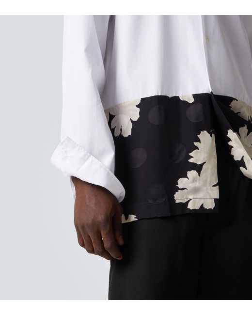 Dries Van Noten White Paneled Cotton Poplin Shirt for men