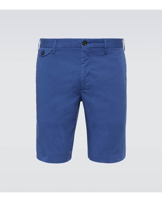 Incotex Blue Cotton-blend Slim Shorts for men
