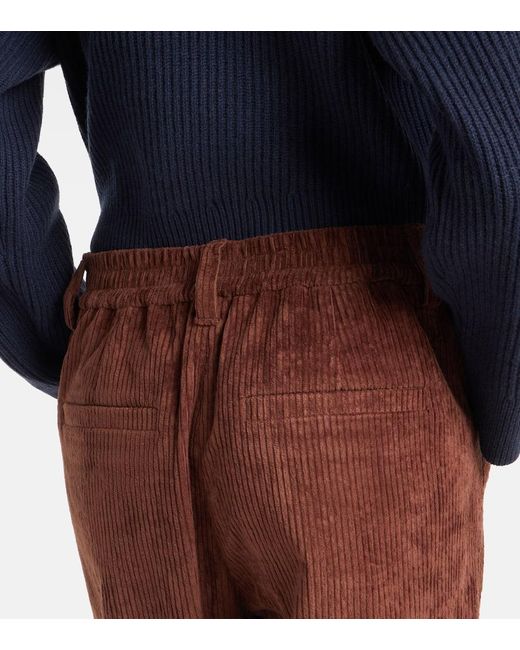 Pantalones Anchos En Pana De Algodon Brunello Cucinelli de color Brown