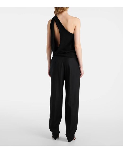 Rohe Black One-Shoulder-Top Aus Einem Wollgemisch