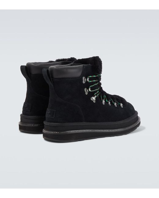 Sacai Black X Ugg Suede And Shearling Hiking Boots for men