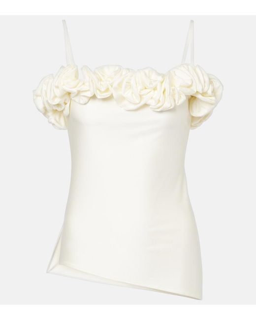 Coperni White Ruffled Off-Shoulder Top