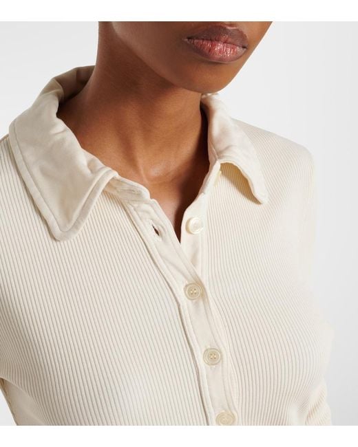 Citizens of Humanity Natural Brea Ribbed-Knit Jersey Polo Shirt