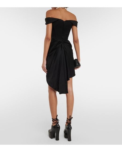 Vivienne Westwood Black Off-Shoulder Bustier Crepe Minidress
