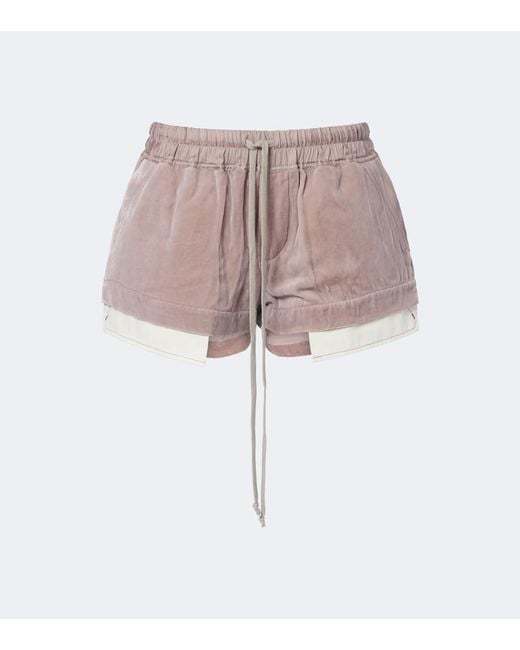 Rick Owens Pink Fog Velvet Shorts