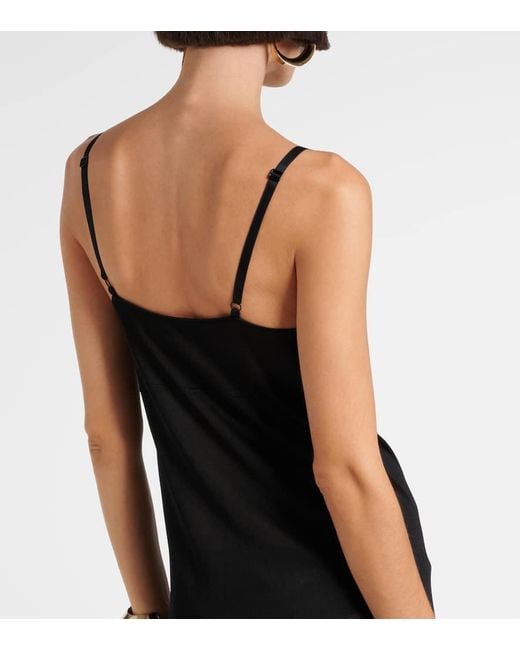 Vestido Lencero De Jersey Saint Laurent de color Black
