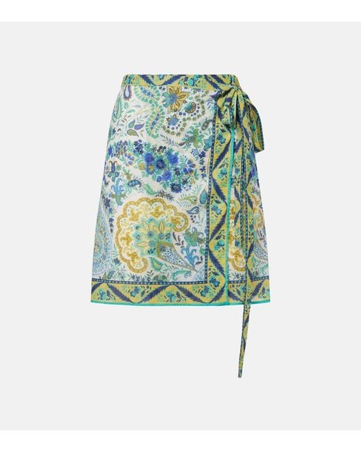 Etro Green Floral Cotton Beach Cover-Up