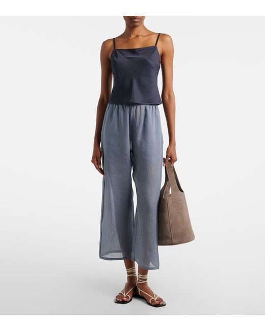 Leset Blue Daniel Open-Back Crop Top