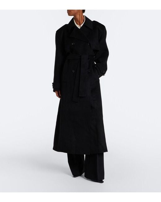 Frankie Shop Black Nikola Padded Wool And Cashmere Trench Coat