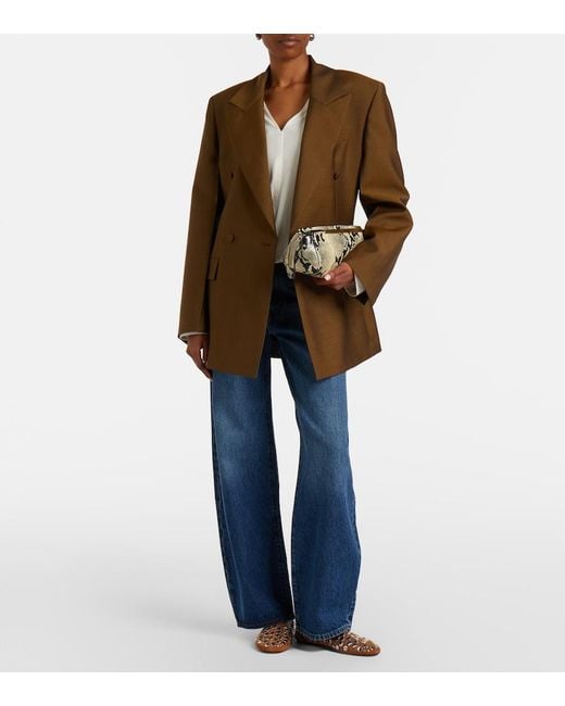 FRAME Blue The Bow Barrel-Leg Jeans