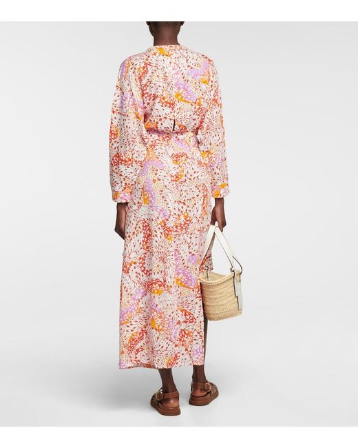 Poupette Red Ilona Printed Maxi Dress