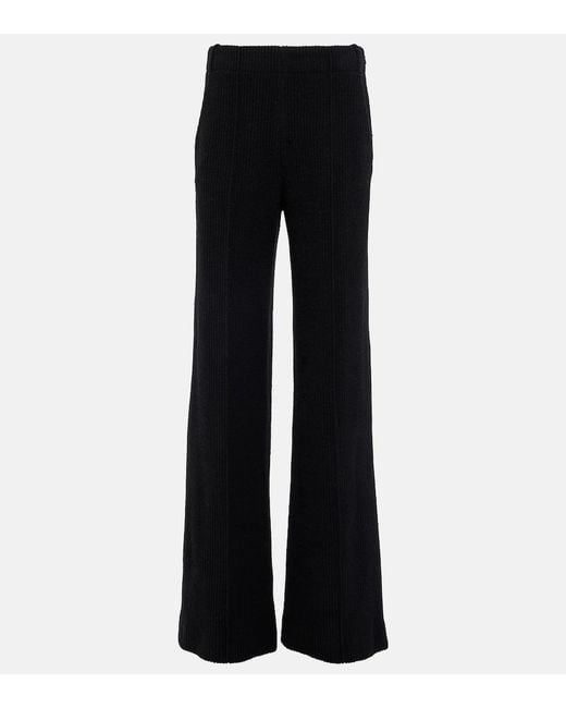 Chloé Black High-Rise Flared Virgin Wool Pants