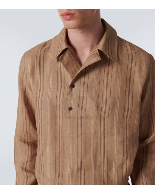 Polo Shinano en lin Loro Piana pour homme en coloris Brown