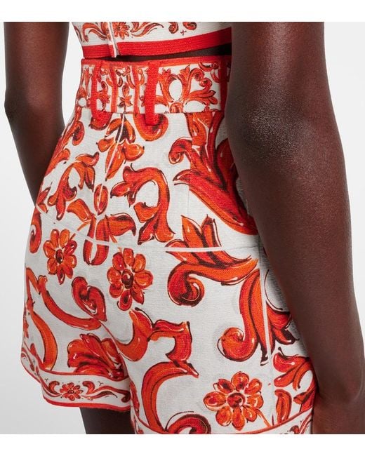 Dolce & Gabbana Red Majolica Printed Shorts