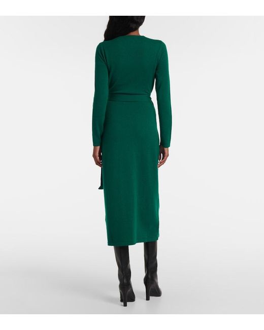 Diane von Furstenberg Green Astrid Wool And Cashmere Wrap Dress