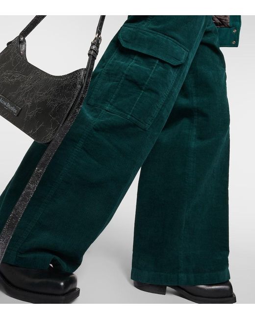 Pantaloni cargo in velluto a coste di Acne in Green