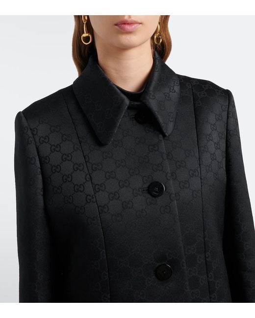 Gucci Black Gg Jacquard Coat