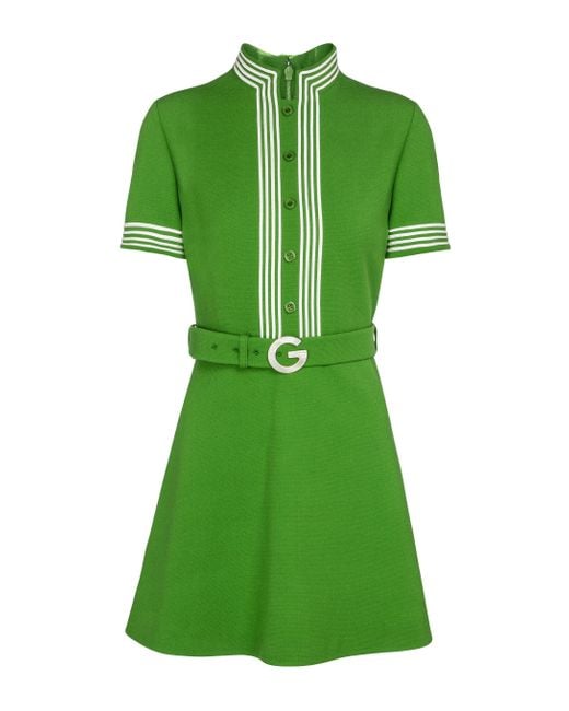 Gucci Green Wool Crêpe Minidress