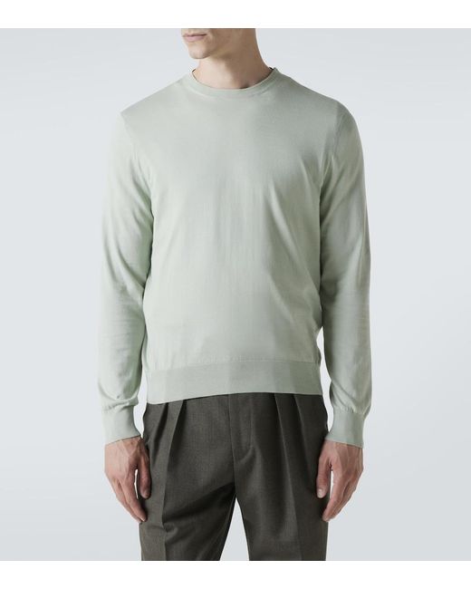 Loro Piana Gray Cotton Crewneck Sweater for men