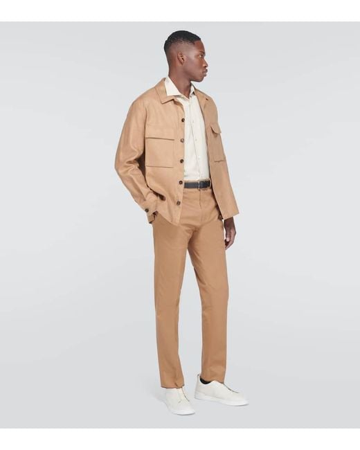 Pantalones de traje en mezcla de algodon Zegna de hombre de color Natural