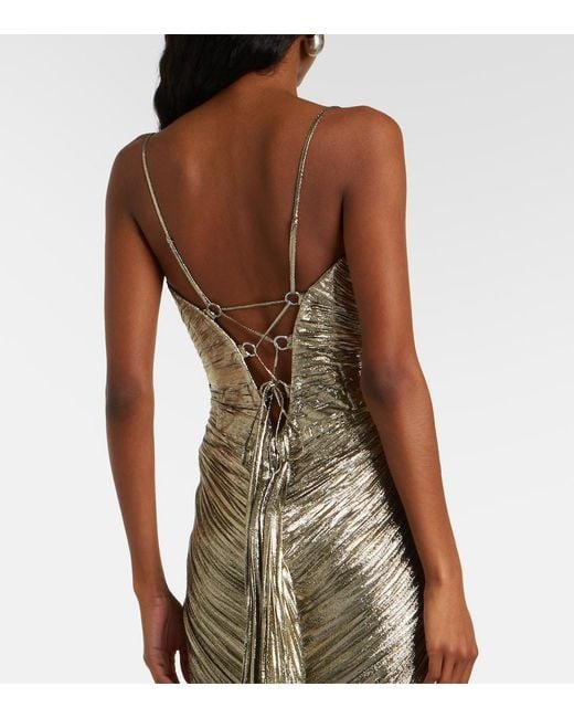 Maria Lucia Hohan Natural Dakota Lame Chiffon Gown