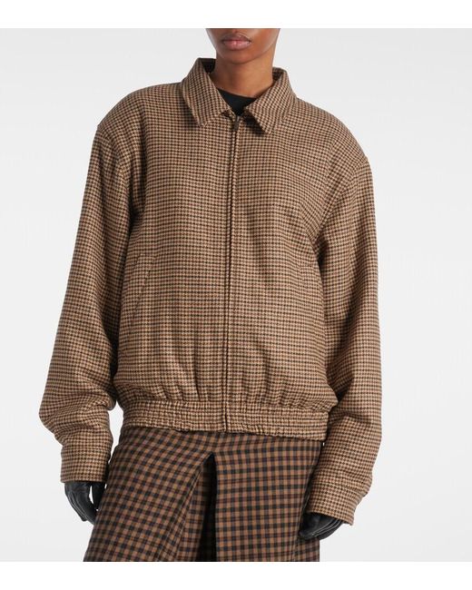 Saint Laurent Brown Houndstooth-Jacquard Woven Jacket