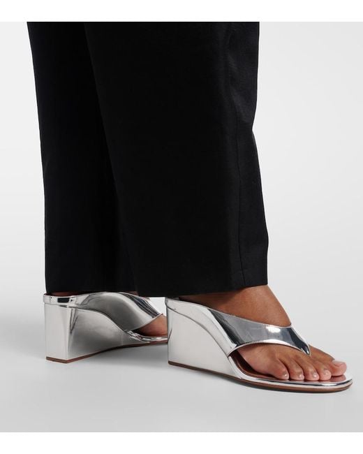 Alaïa Brown Cube Mirrored Wedge Thong Sandals