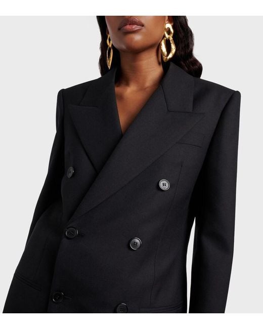 Saint Laurent Black Double-Breasted Wool Blazer