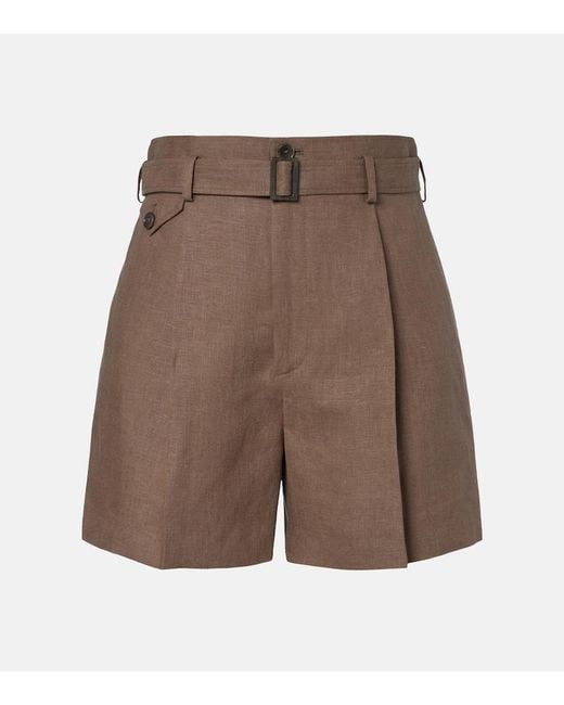 Ralph Lauren Brown Denise Belted Linen Shorts