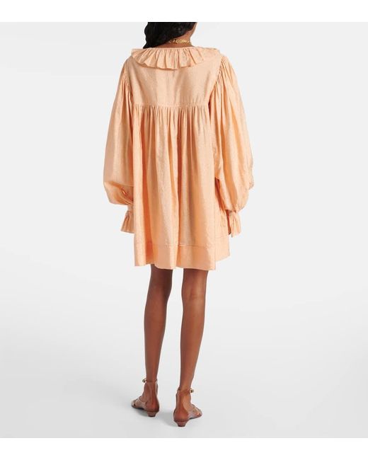Chloé Orange Ruffled Jacquard Minidress
