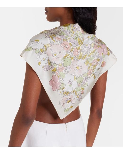 Calvin Klein Natural Lorelai Floral Silk Scarf