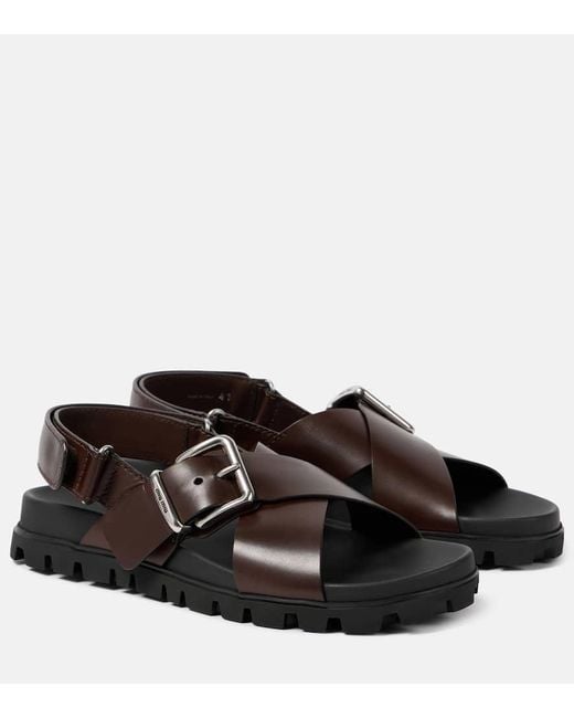 Miu Miu Black Leather Sandals