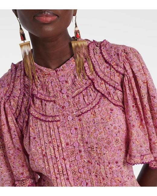 Isabel Marant Pink Celyn Ruffled Cotton Minidress