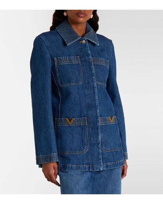 Valentino Blue Vgold Denim Field Jacket