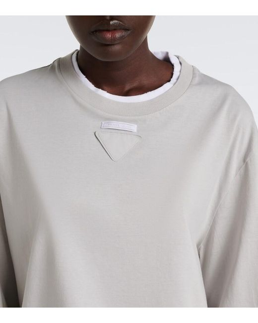 Prada White Cotton Pique And Jersey Top