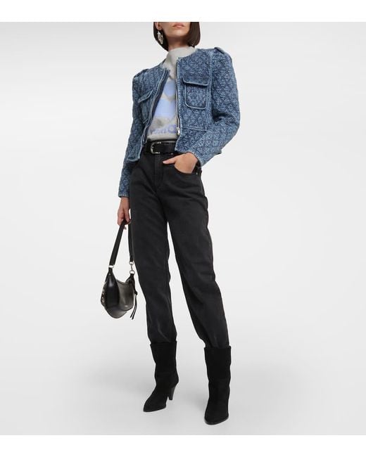 Isabel Marant Blue Deliona Quilted Zip-up Denim Jacket