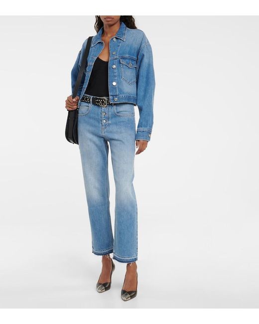Isabel Marant Blue Belden High-rise Slim-fit Pants
